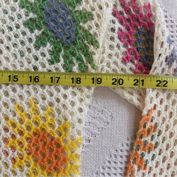 Charlie B Open Fishnet Crochet Multi-Color Daisy Hoodie Sweater-Small-Coquette - Picture 7 of 11